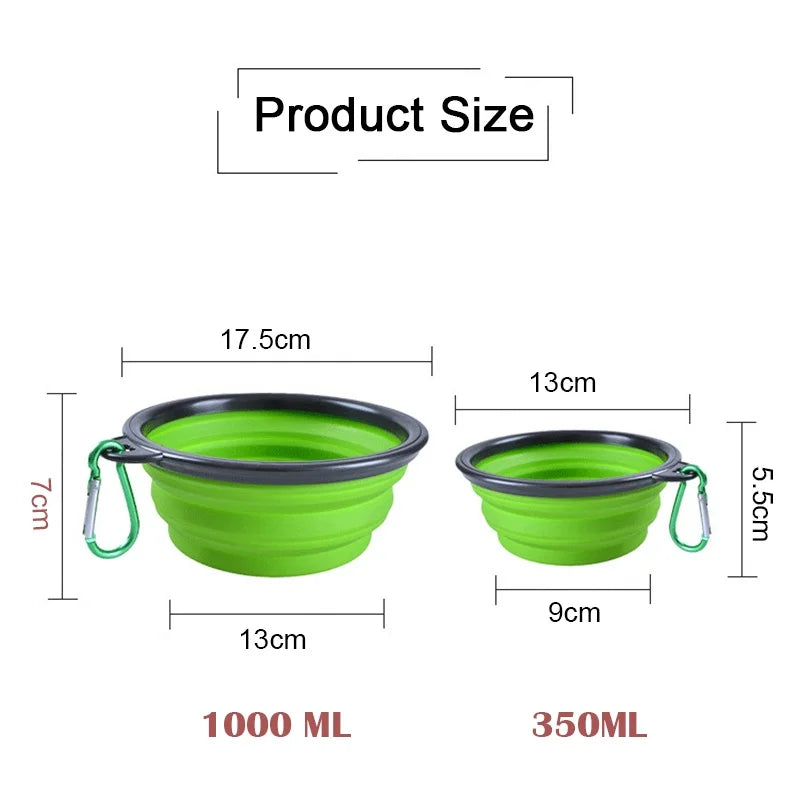 Folding Portable Dog Feeder Bowl - 2-in-1 with Carabiner