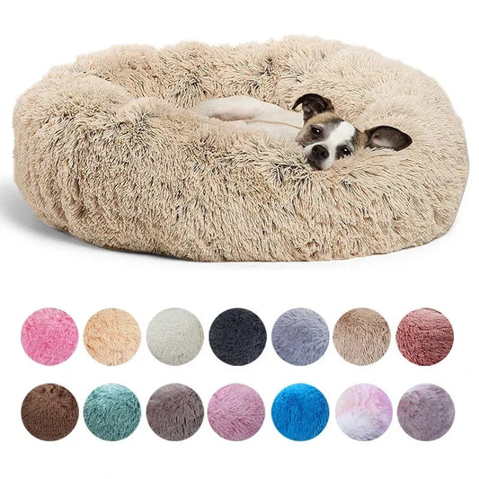 Round Plush Pet Bed - 40-90cm, Warm & Soft