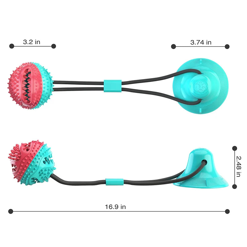 Large Interactive Dog Ball with Suction Cup & Rope