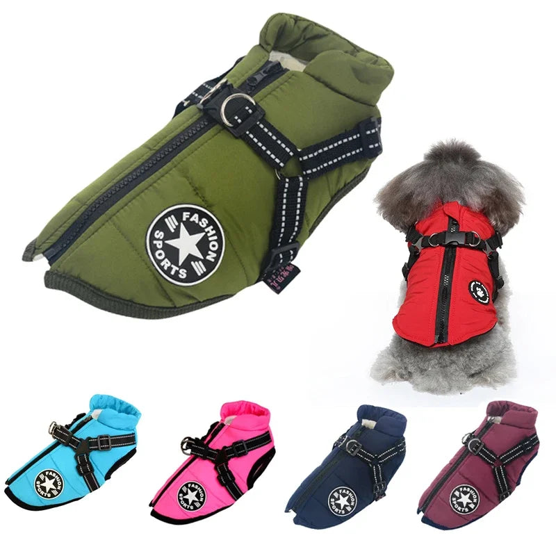 Large Dog Winter Jacket - Waterproof with Harness