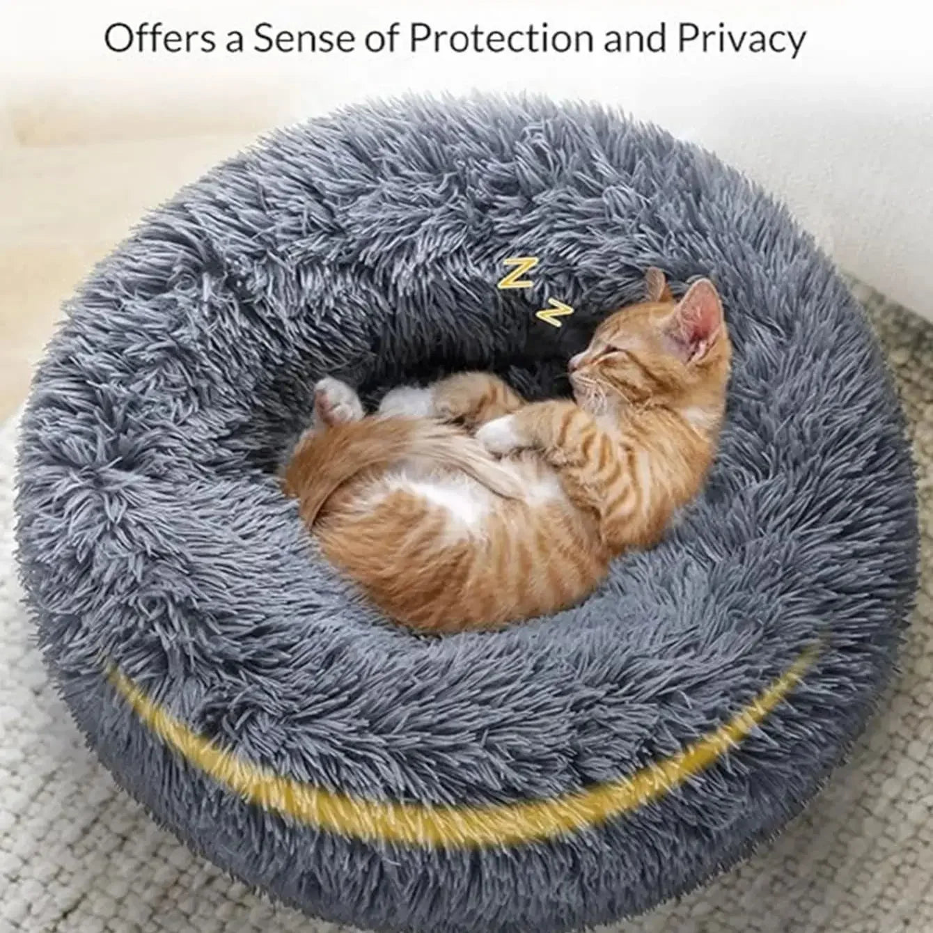 Round Plush Pet Bed - 40-90cm, Warm & Soft