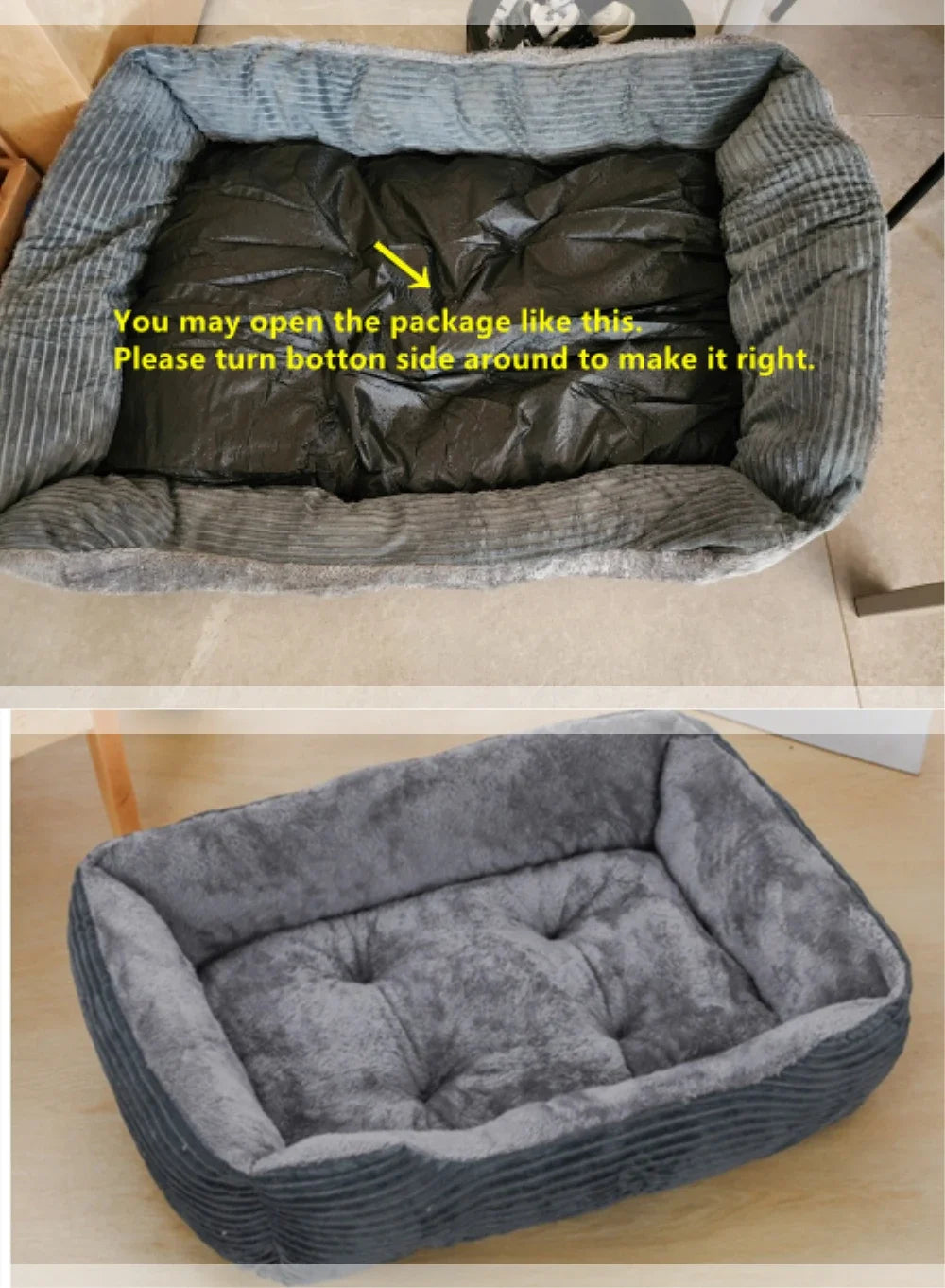 Plush Square Pet Bed - Calming Cushion